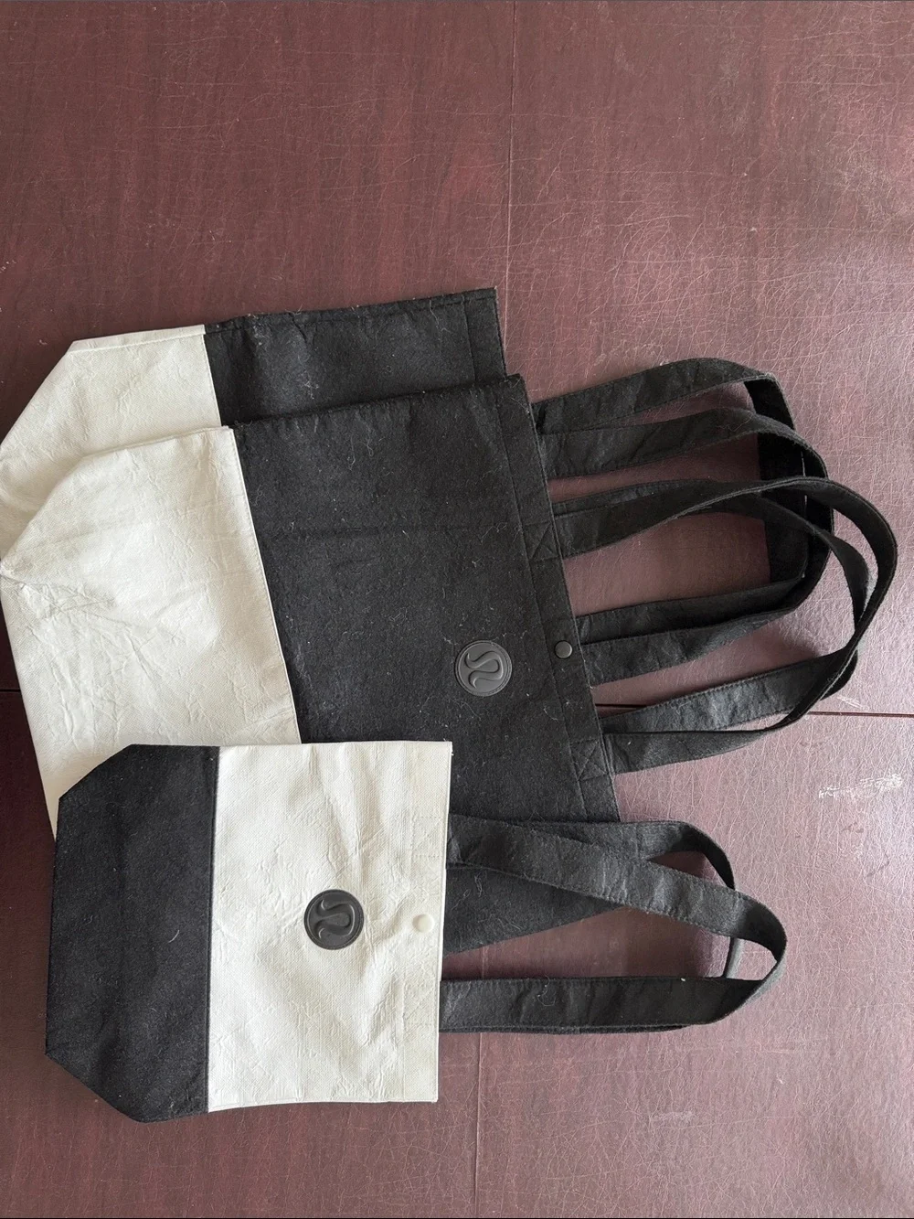 lululemon athletica Black and White Colorblock Tote Set of 3